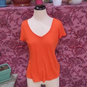 Orange V-neck Tee